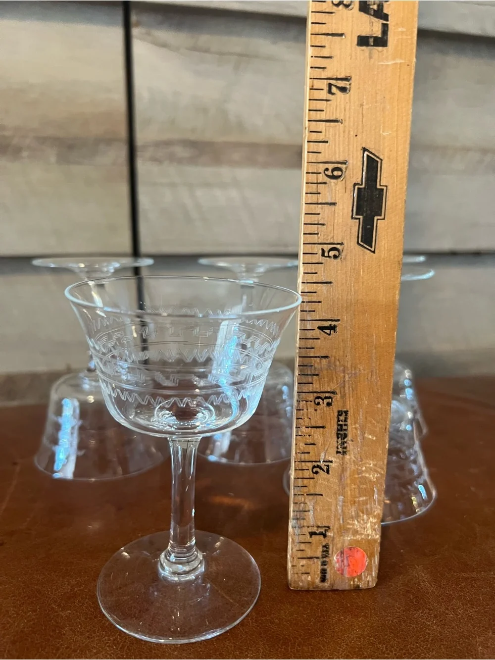 Etched Clear Glass Dessert Coupes - Set of 5
